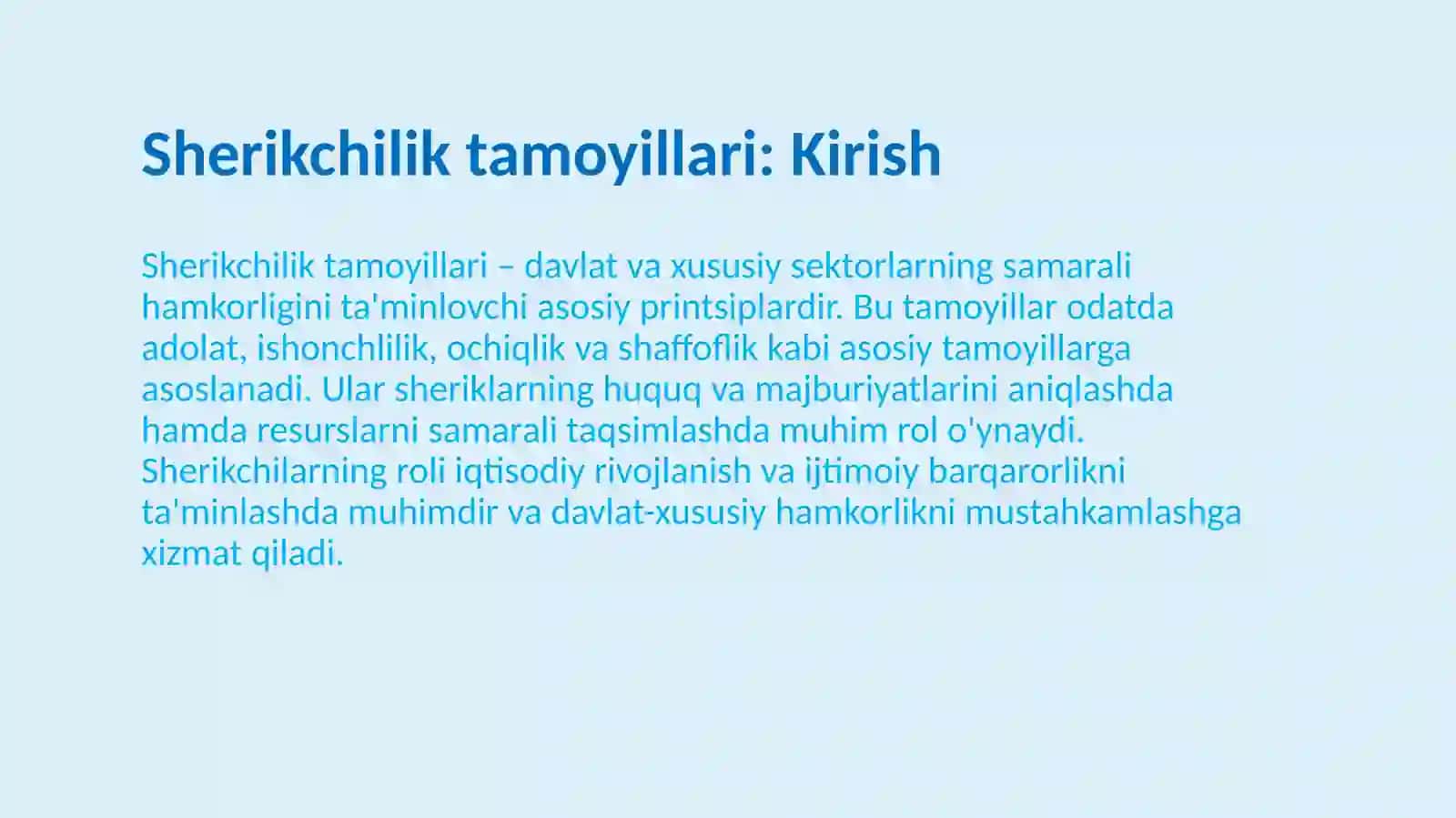 Davlat-xususiy sherikchiligi ning asosiy tamoyillari va modellari 3