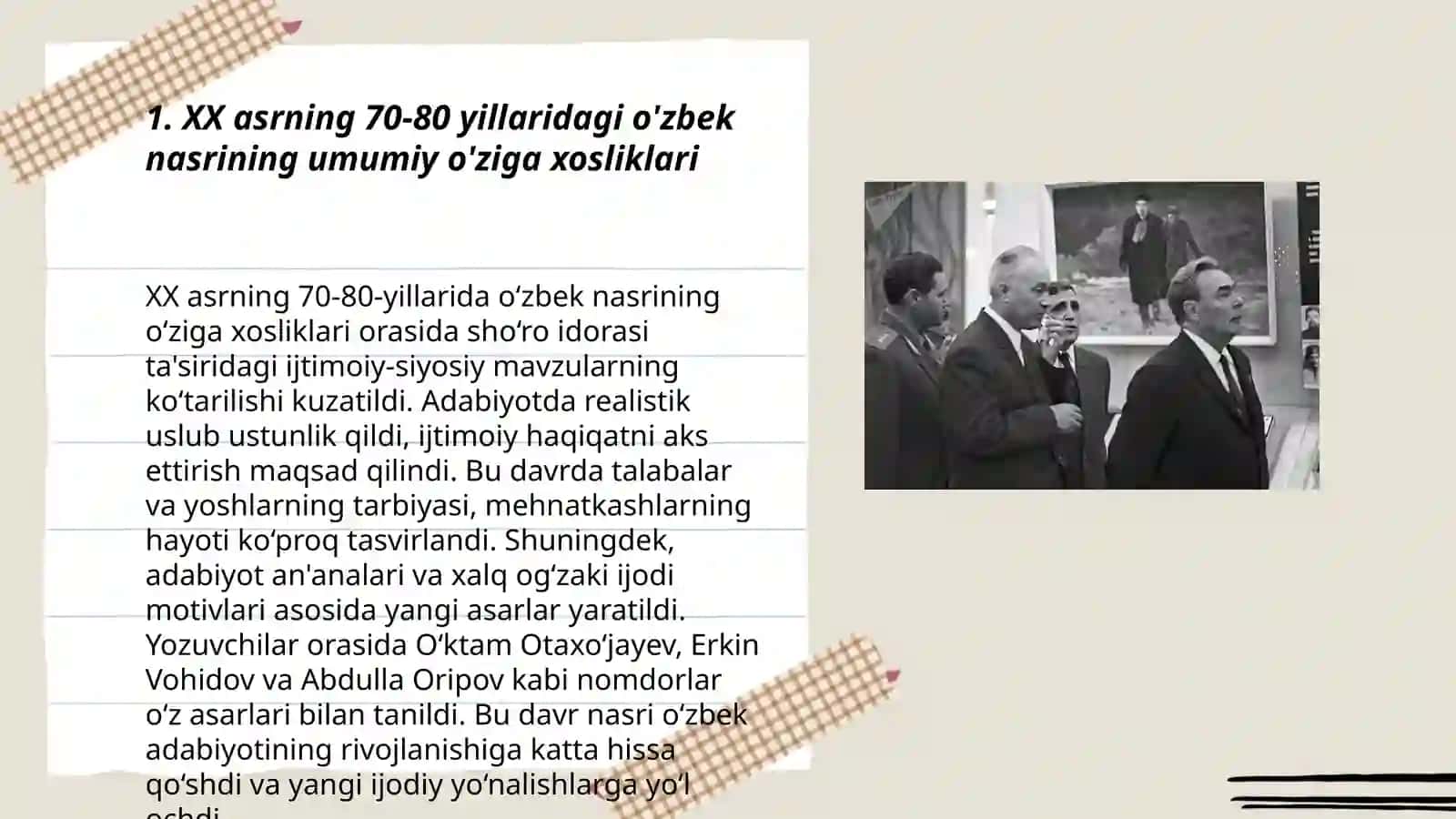 XX asrning 70-80 yillarida o'zbek nasriga xos yetakchi xususiyatlar 3