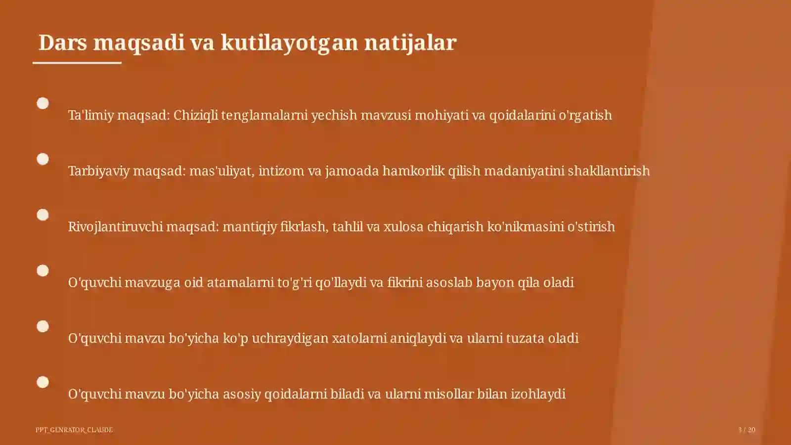 Chiziqli tenglamalarni yechish (6-sinf) 3