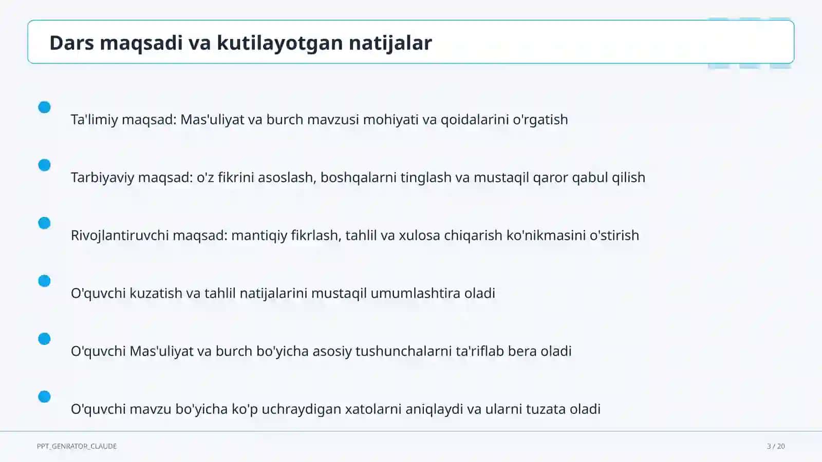 Mas'uliyat va burch (6-sinf) 3