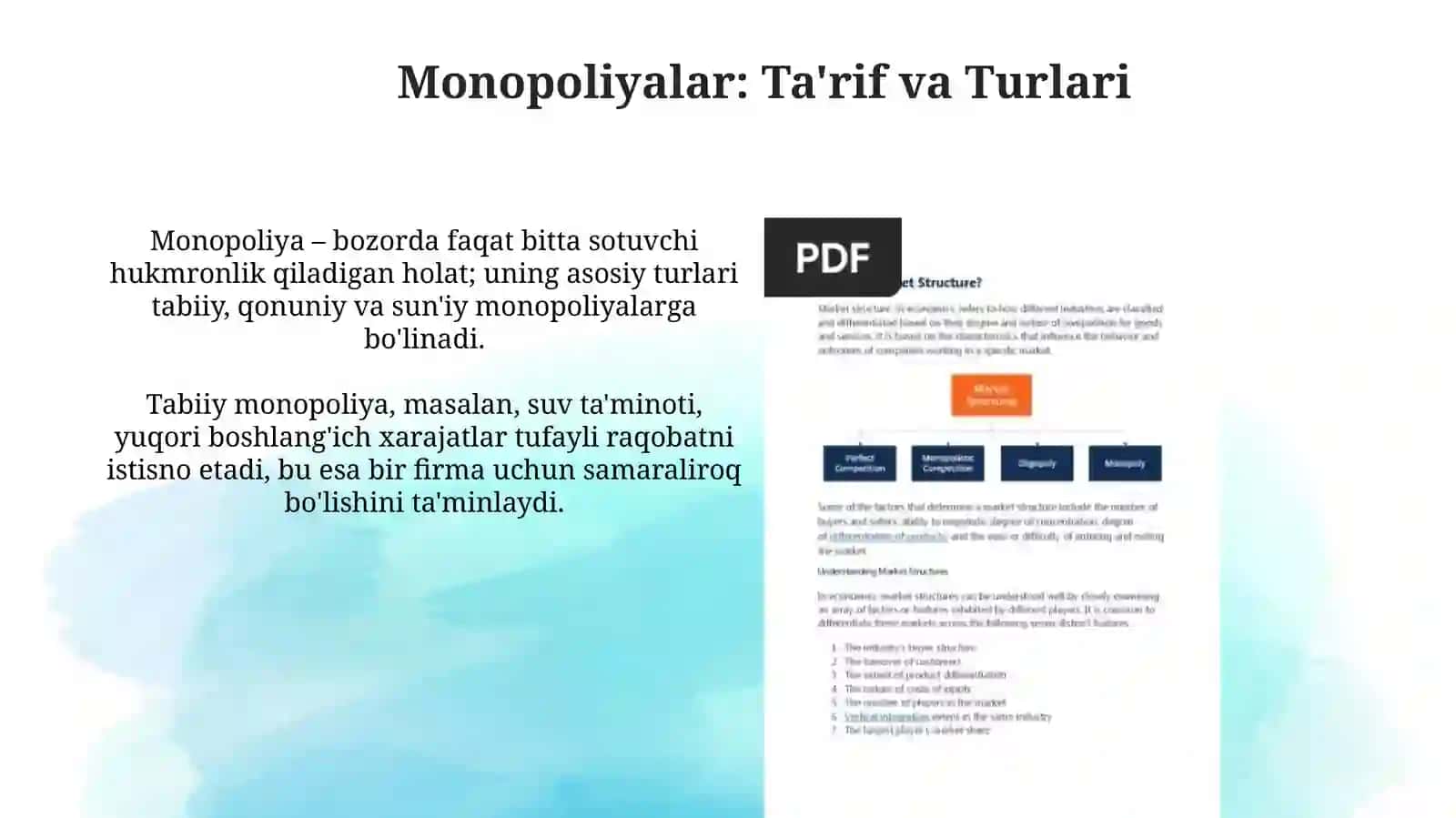Monopoliyalar, ularning amal qilishi va tartibgasolinishixususiyatlari 3