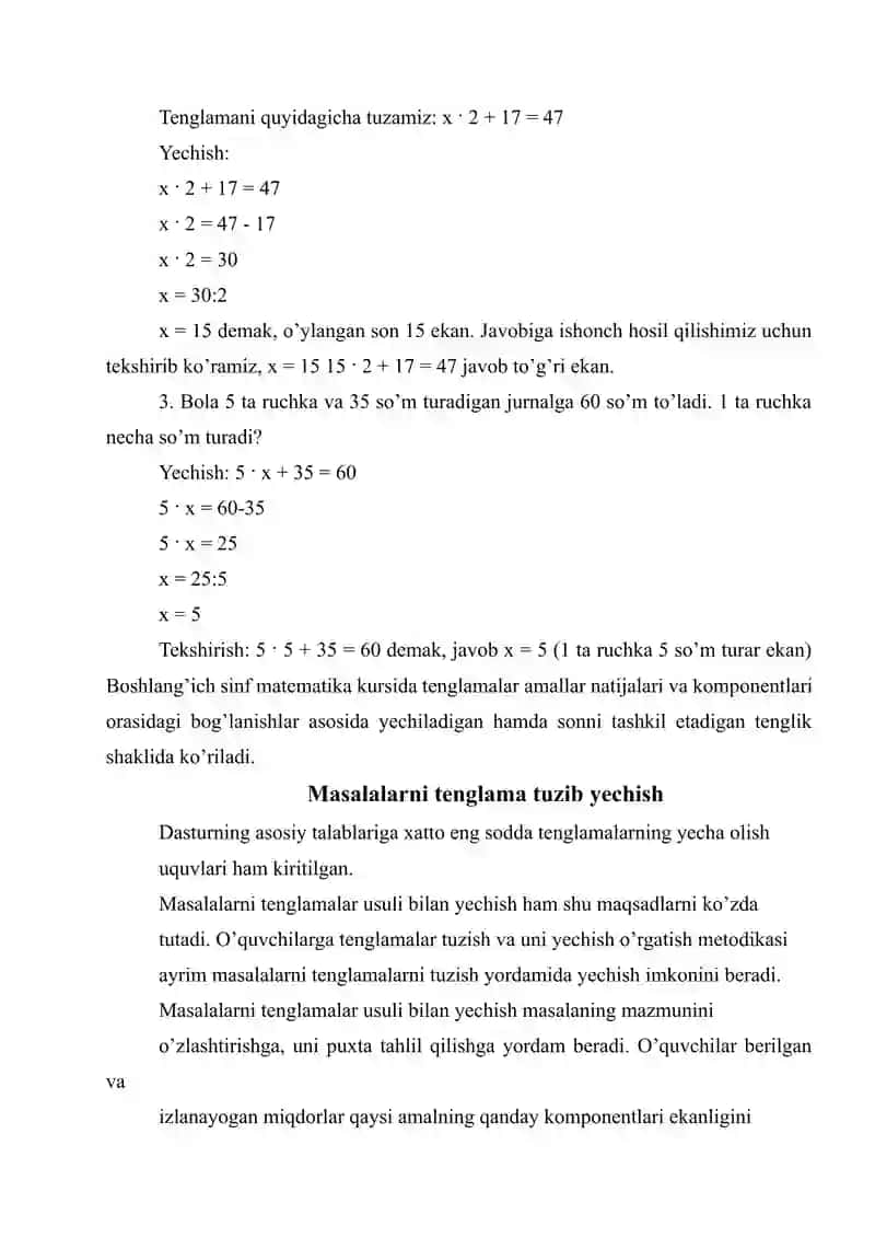 Masalalarni ifoda tuzib yechishni o’rgatish metodikasi 3