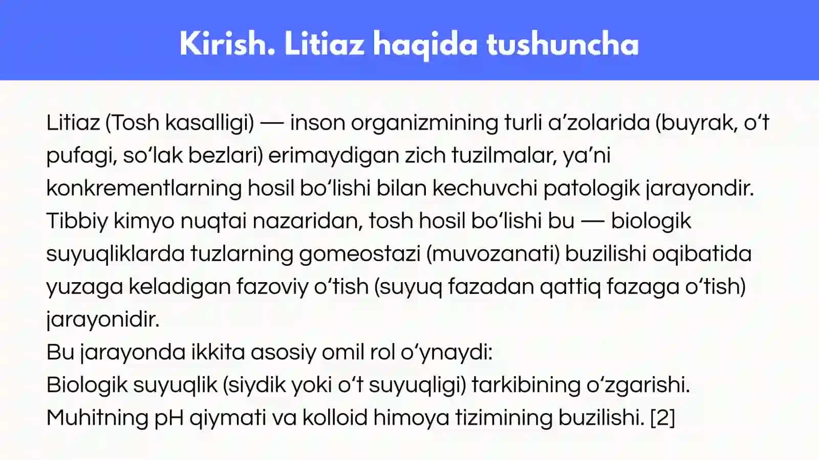 Tosh kasalliklarining kimyoviy asoslari 3