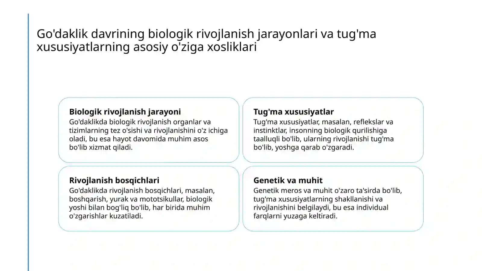 Go'daklik davri uning tug'ma xususiyatlari va rivojlanishning o'ziga xos xususiyatlari 3