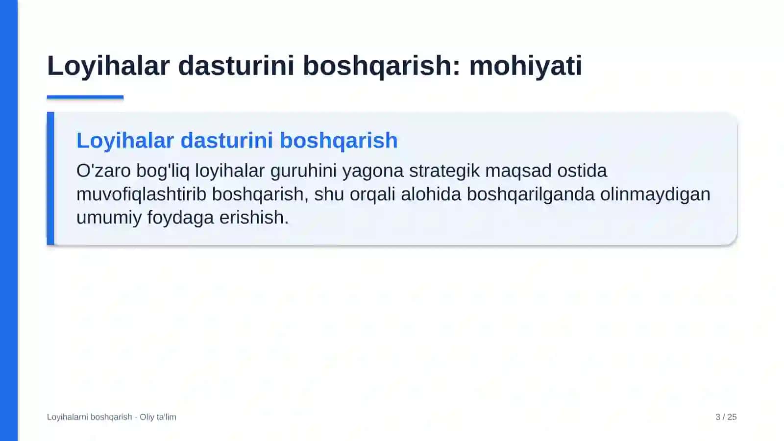 axborot xavfsizligi xizmatlarida loyihalar dasturini boshqarish 3217 3