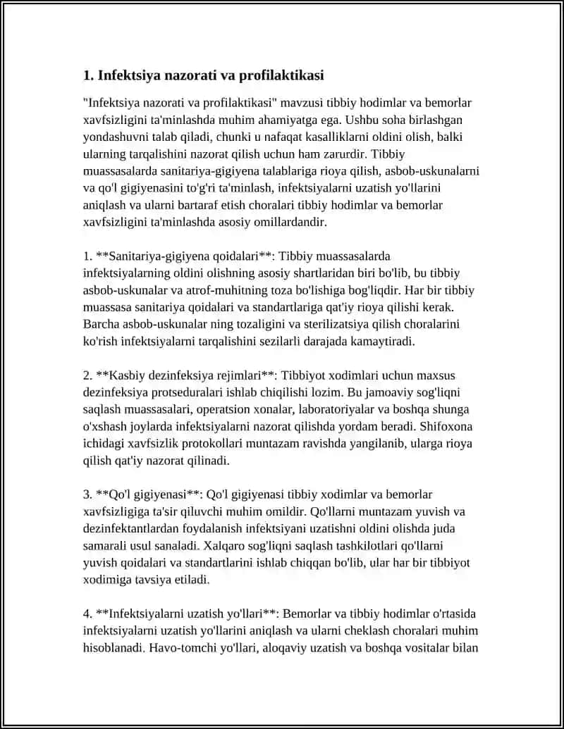 TIBBIY HODIMLAR XAVFSZLIGI. BEMORLAR XAVFSZLIGI 3