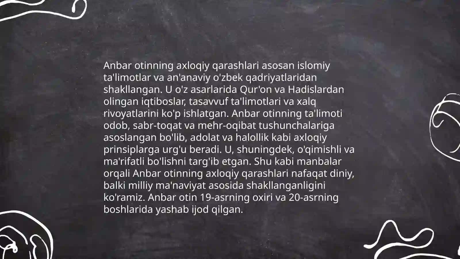 Turkiston ma'rifatchilarining yirik namoyandasi Anbar Otinning axloqiy qarashlari 3