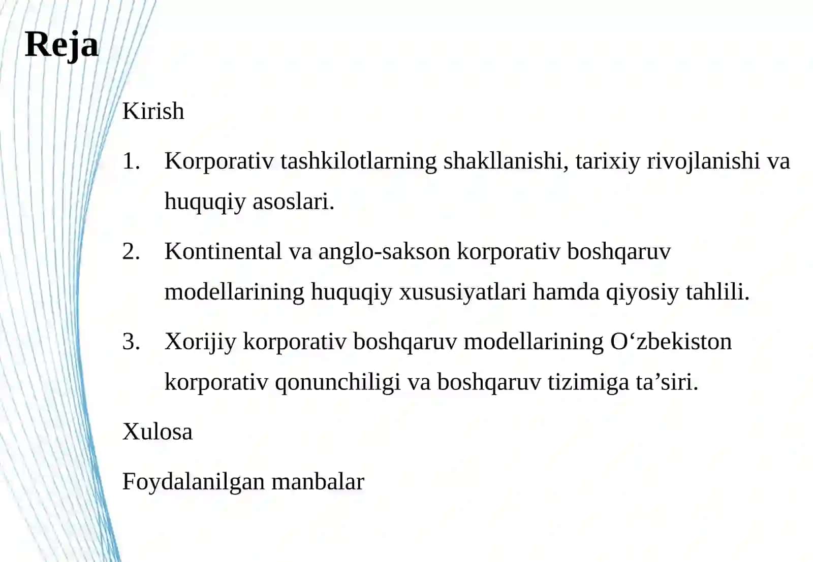 Korporativ tashkilotlarning tarixiy rivojlanishi va qiyosiy modellari kontinental hamda anglo-sakson yondashuvlarining O‘zbekiston korporativ boshqaruviga ta’siri.pptx 3