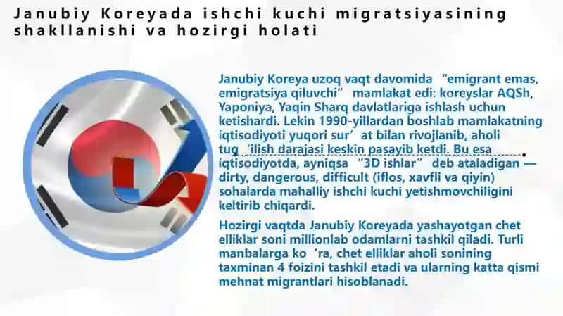 Janubiy Koreyada ishchi kuchi migratsiyasi: rivojlanayotgan va rivojlangan mamlakatlar kontekstida jarayonlar va muammolar tahlili 3