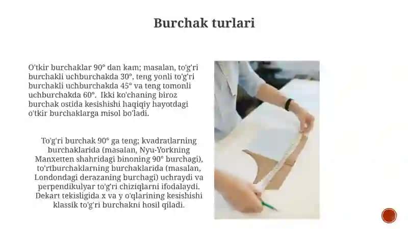 Burchak oʻlchovlari turlarini 3