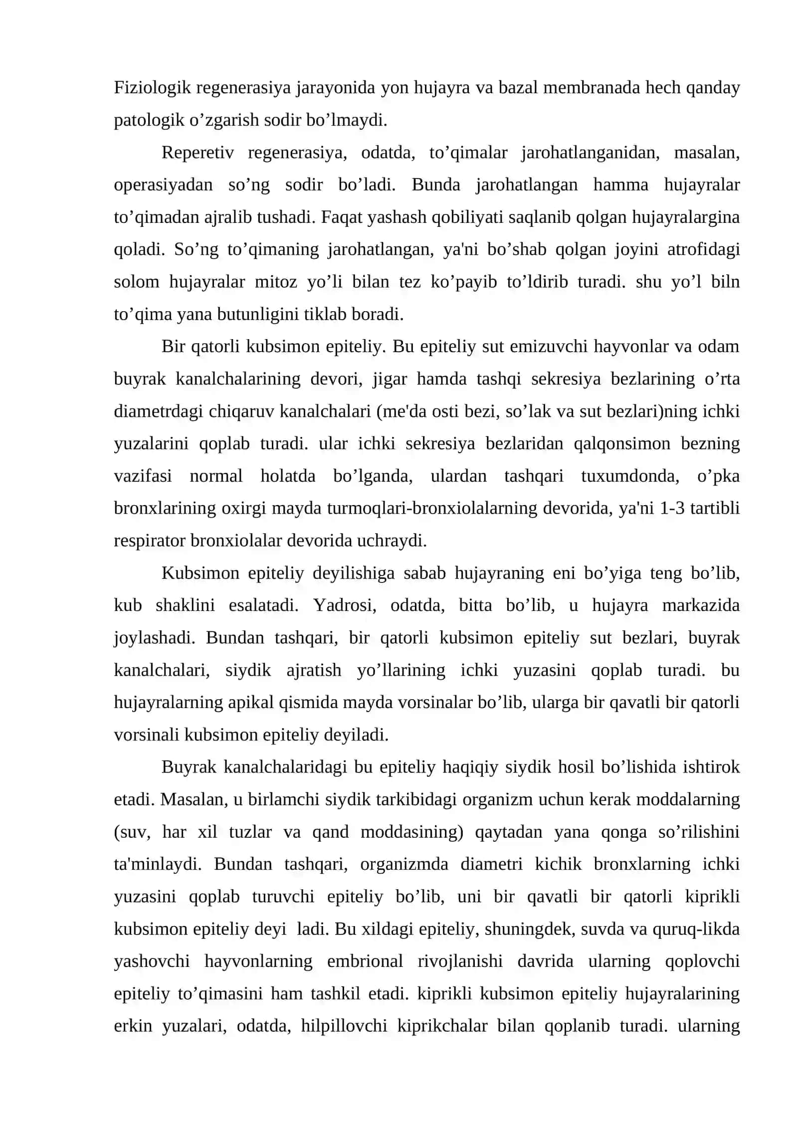 Epiteliyning tuzilishi va vazifasi 3