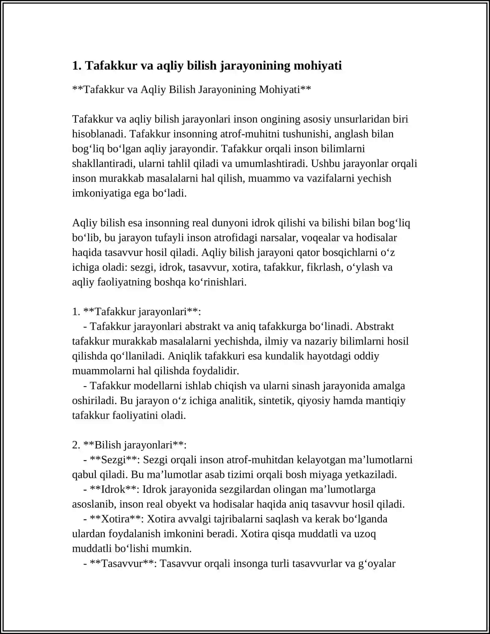 Tafakkur va Aqliy Bilish Jarayonining Mohiyati 3