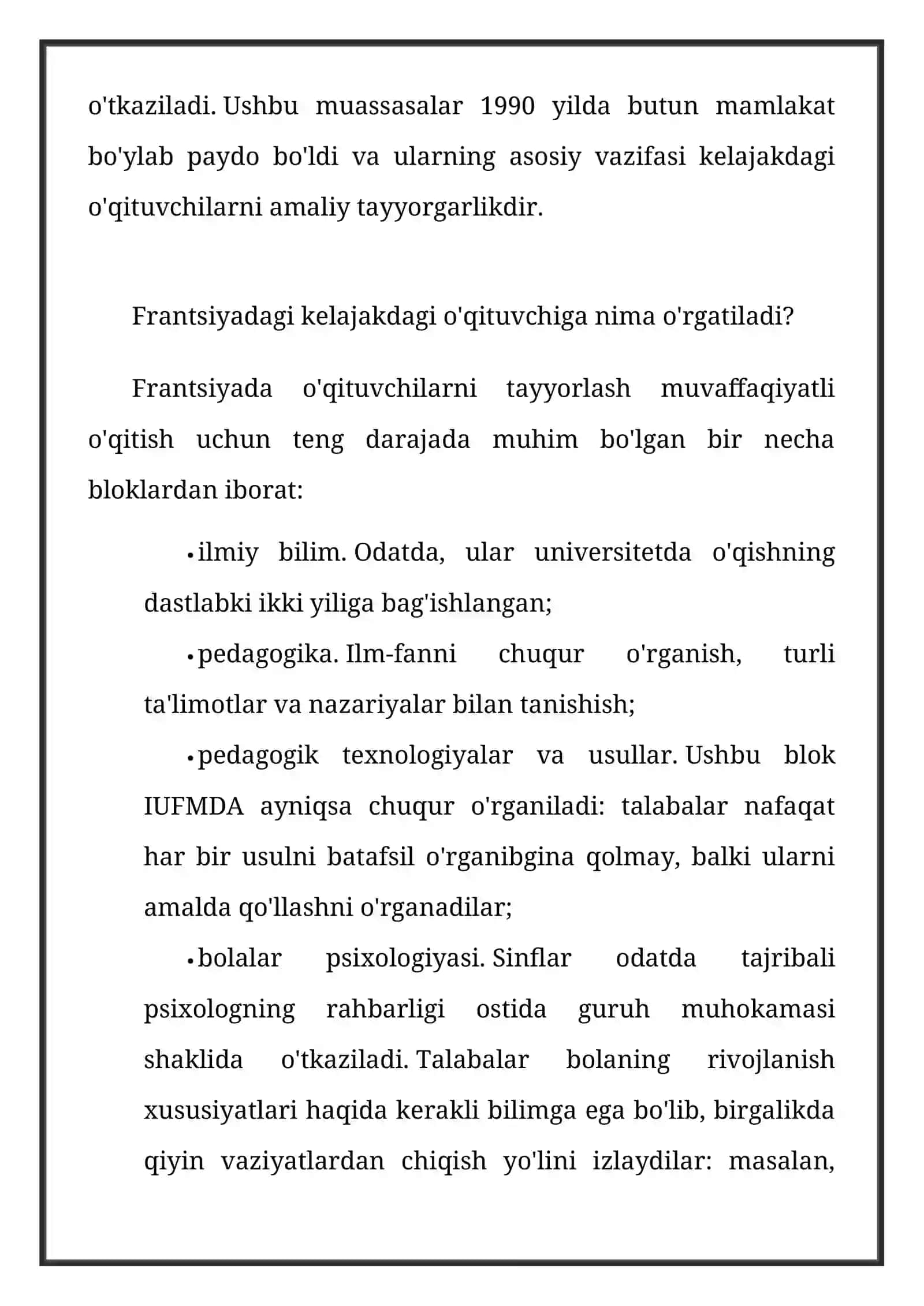 Frantsiyada o'qituvchilarga qo’yiladigan talablar 3