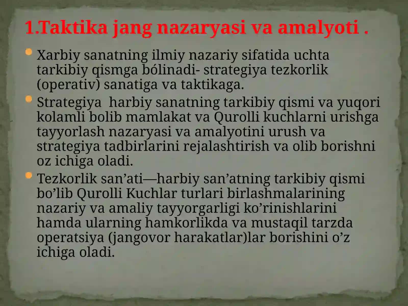 UMUMQO’SHIN JANG ASOSLARI 3