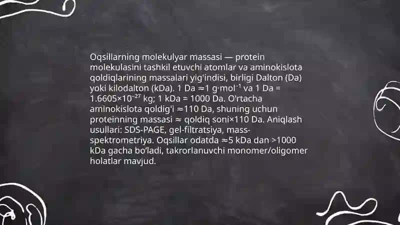 Oqsillarning molekulyar massasi 3