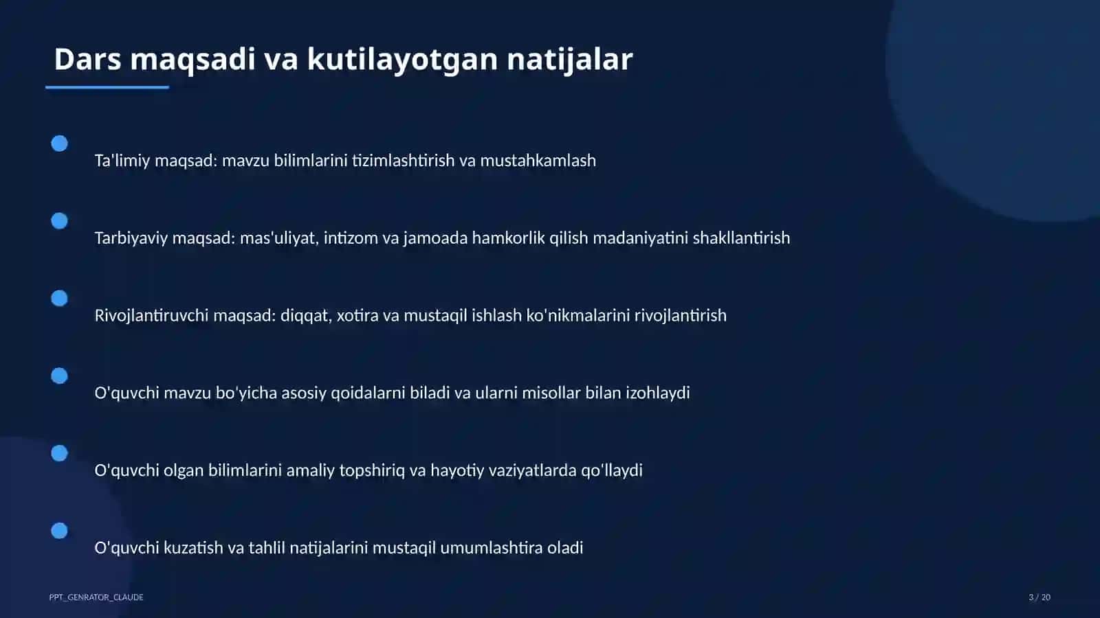 Dars rejasi 3