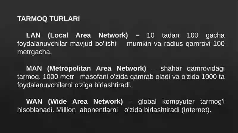 Tarmoq tushunchalari 3