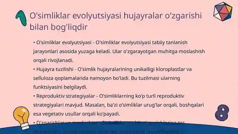 O'simliklar Evolyutsiyasi va Hujayra Biologiyasi (Sitologiya) 3