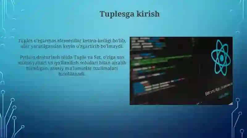 Python dasturlash tilida kortejlar va to'plamlar 3