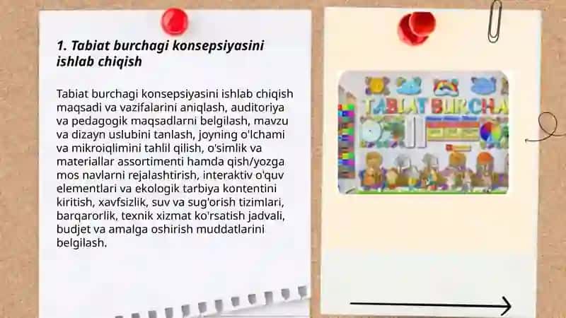 Tabiat burchagini tashkil etish texnologiyasi 3