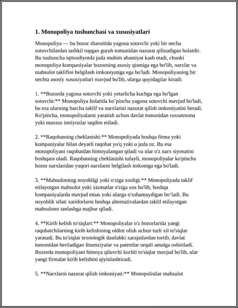 MONOPOLIYA SHAROITIDA FIRMA FOYDASINI MAKSIMALLASHTIRISH SHARTLARI 3