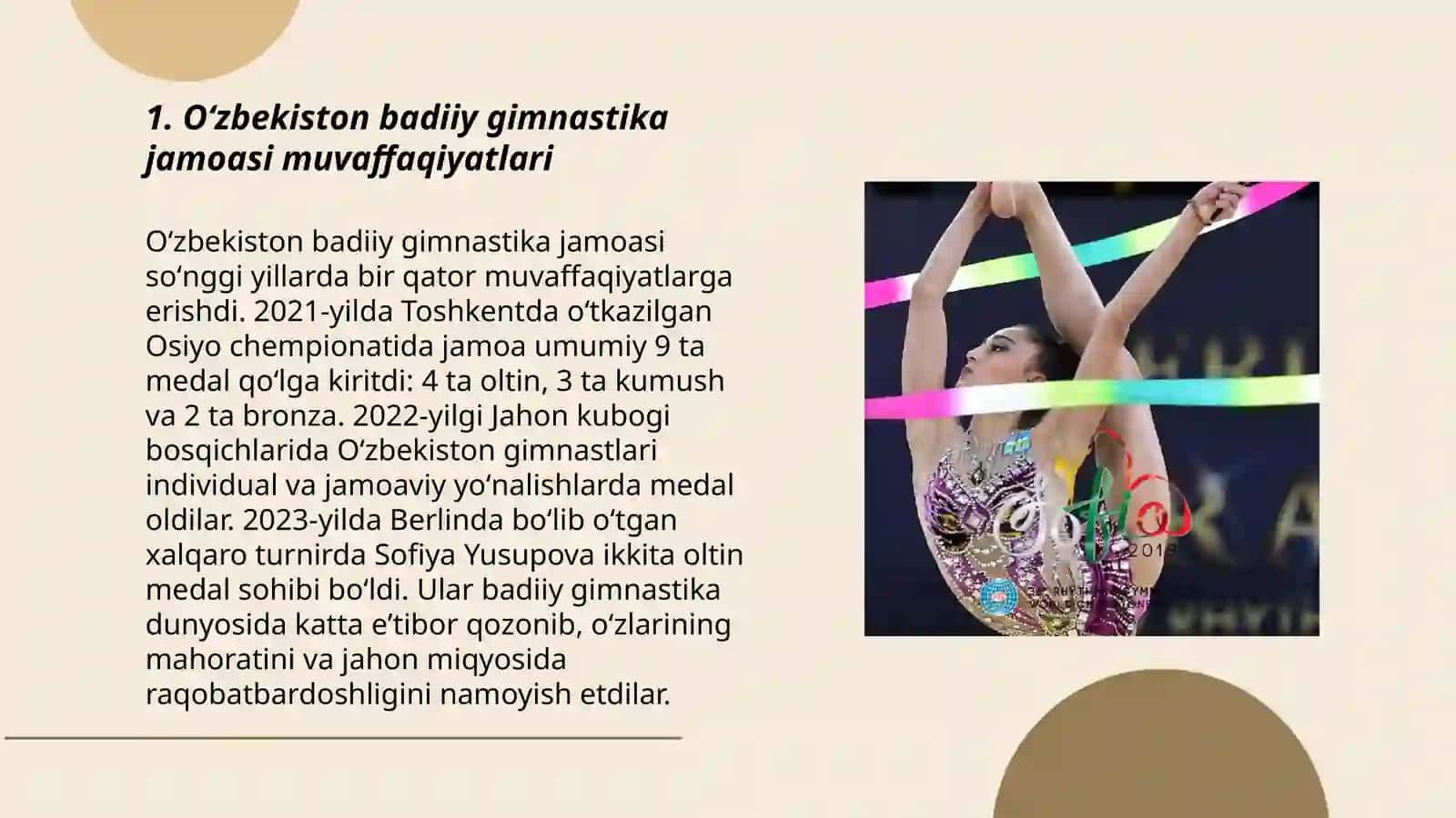Oʻzbekiston badiiy gimnastika jamoasi muvaffaqiyatlari 3