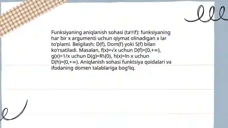 Funksiyaning aniqlanish sohasi 3