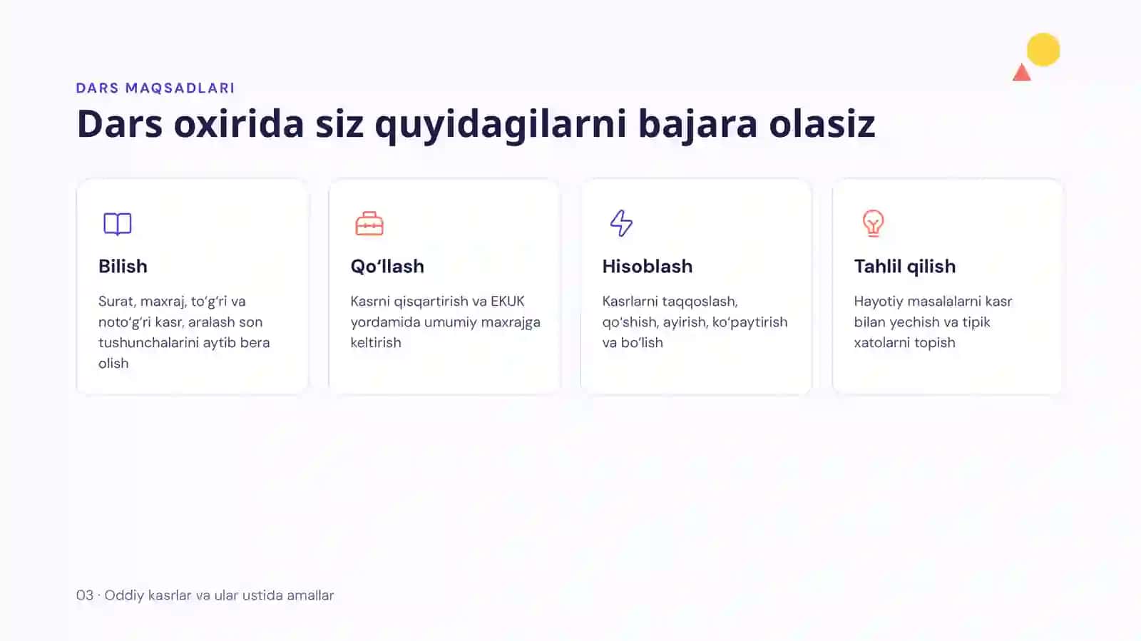 Oddiy kasrlar va ular ustida amallar 3