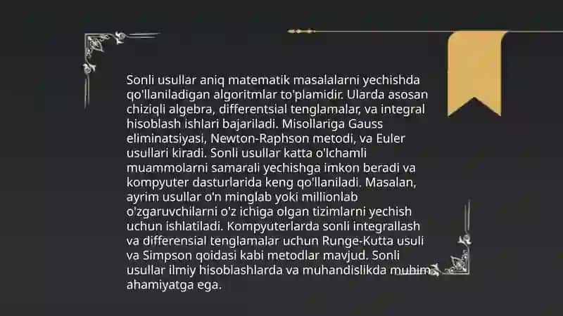 Sonli usullarda vatarlar usuli 3