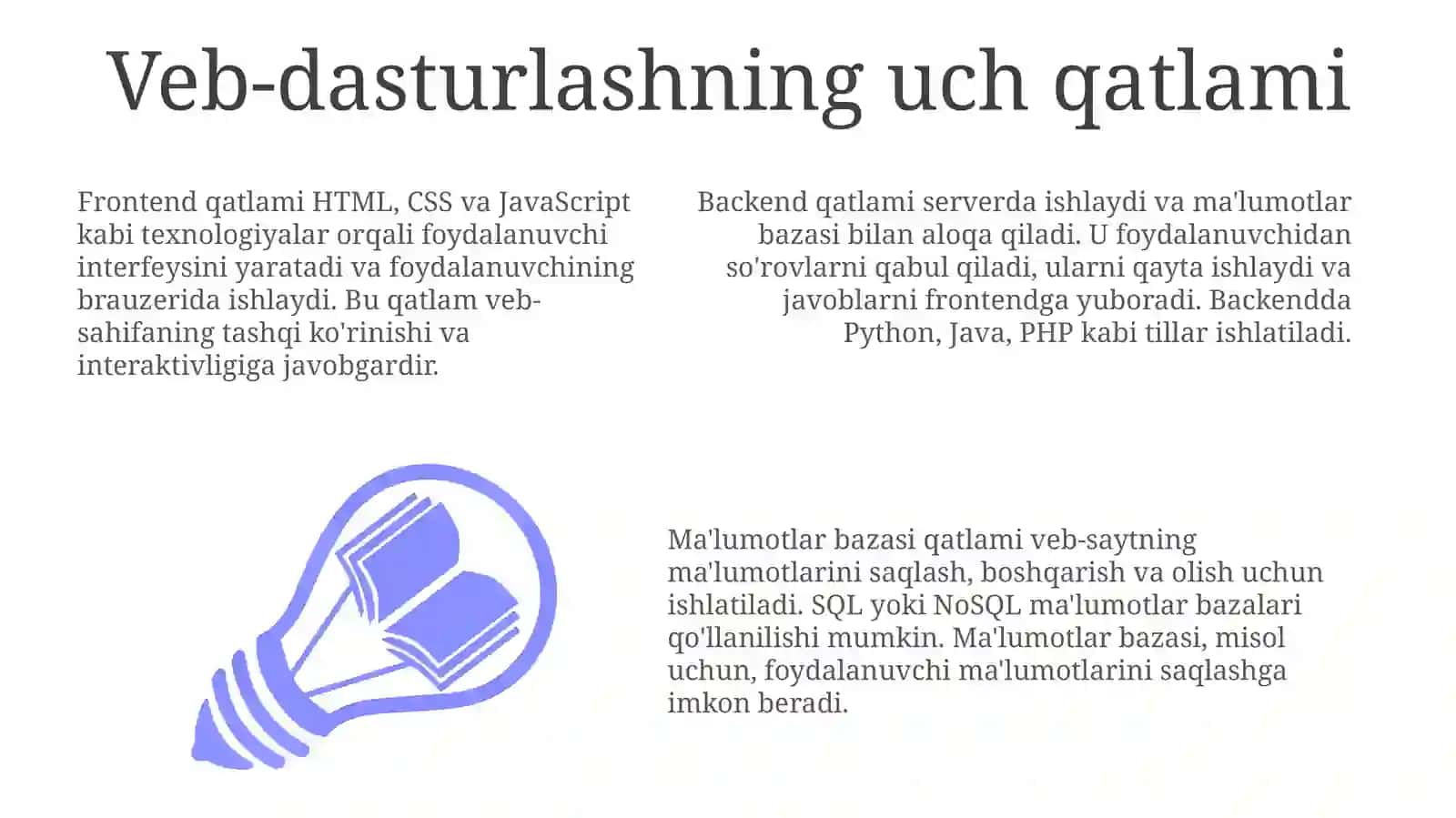 Veb-dasturlashning uch qatlami: Umumiy ko'rinish 3