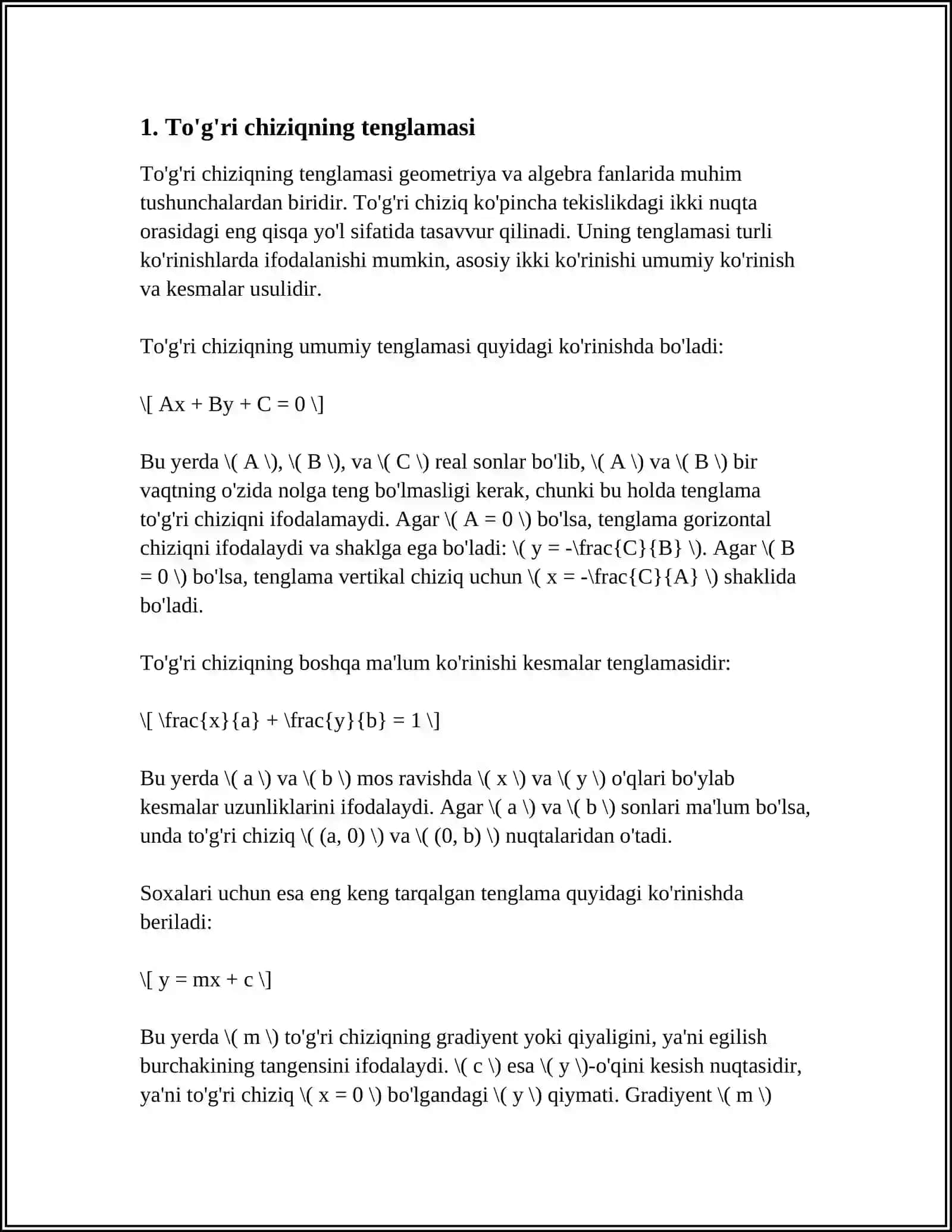 ANALITIK GEOMETRIYANING SODDA MASALALARI 3