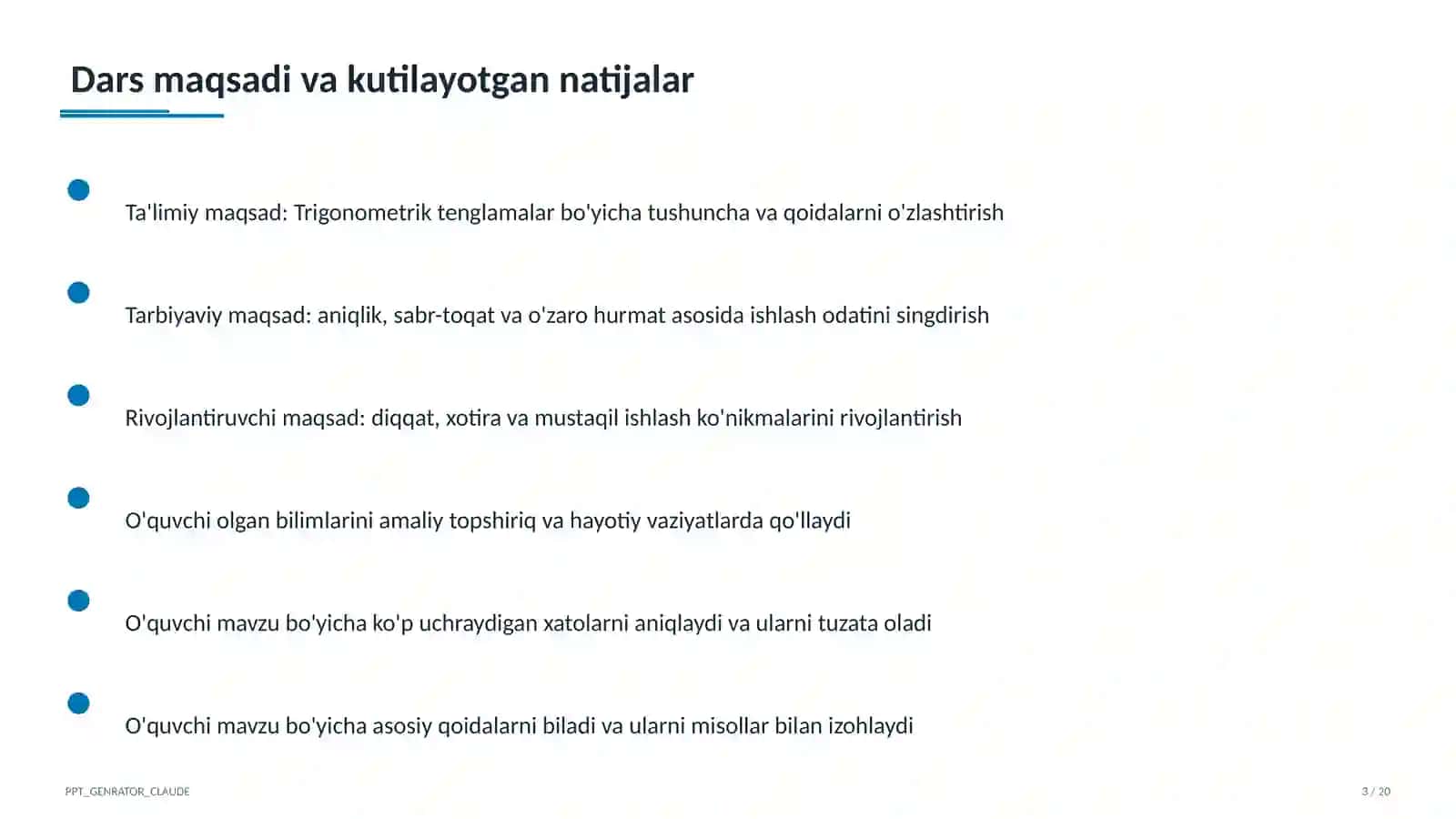 Trigonometrik tenglamalar (10-sinf) 3