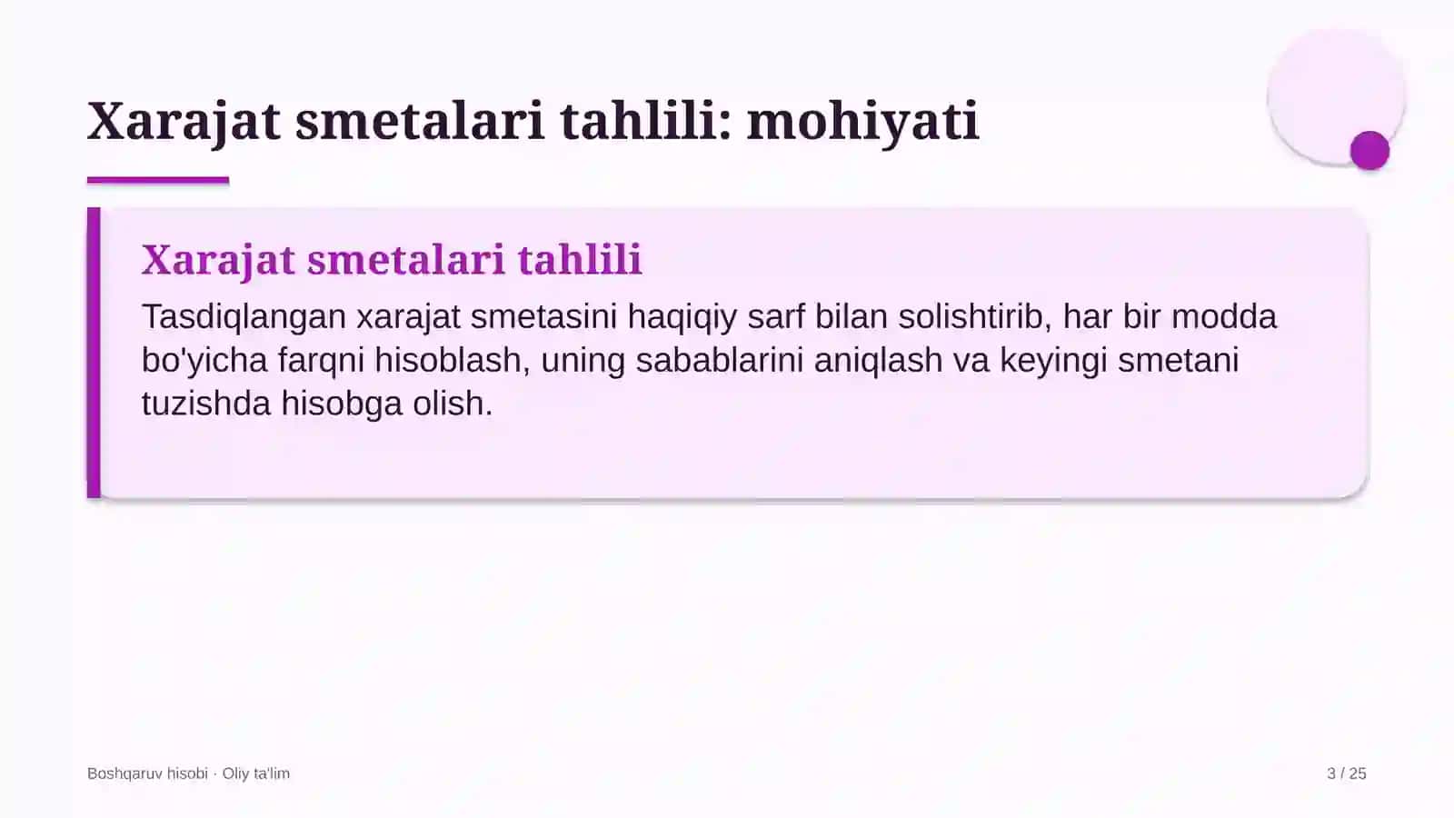 Landshaft dizaynida xarajatlar smetalarini tahlil qilish 3
