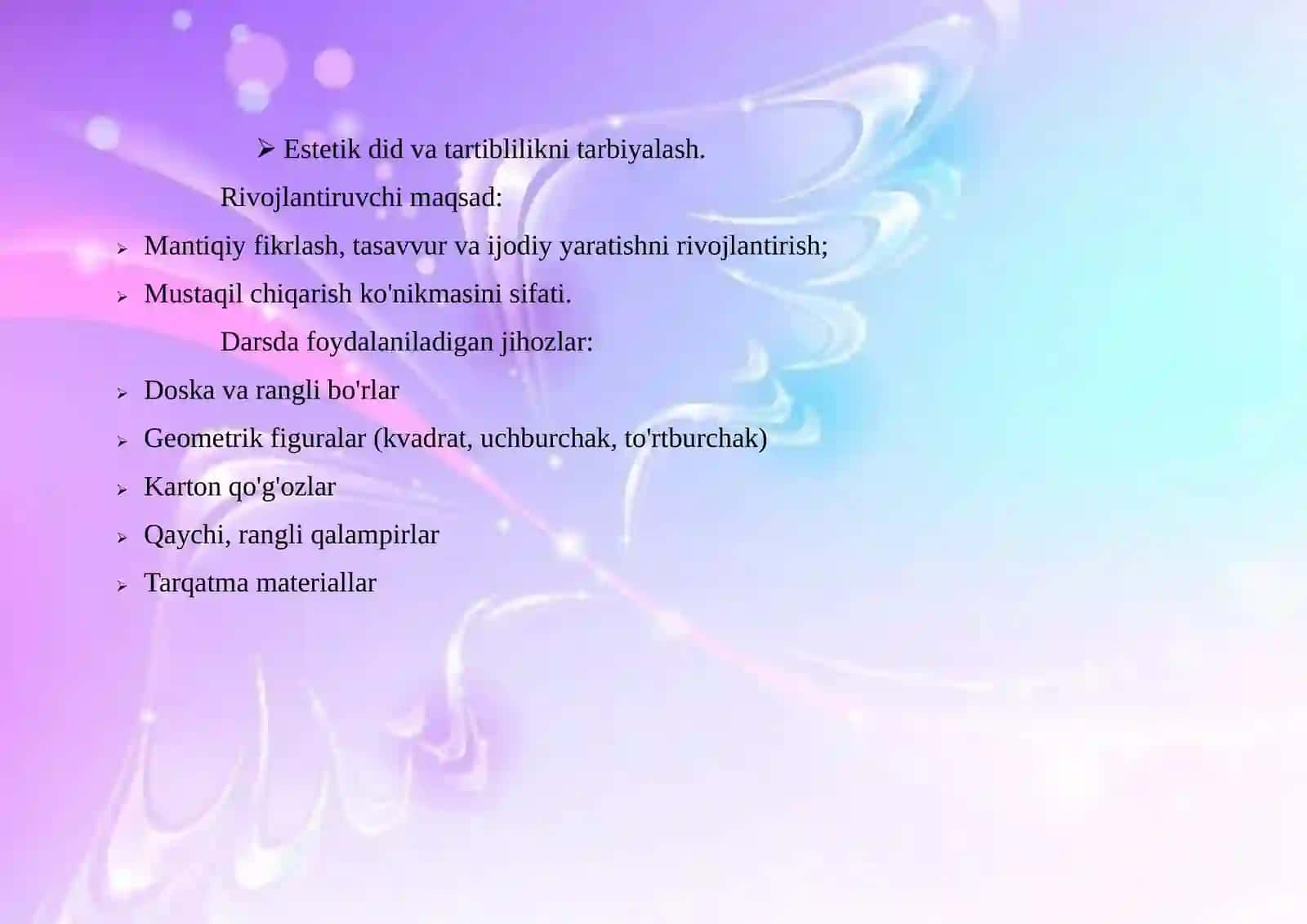 Burchaklar va qonunchilik turlari. Figuralarni farqlash, qismlarga bo'lish, qismlardan figuralar hosil qilish 3