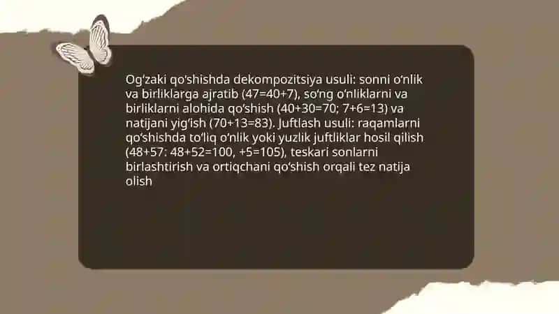 Nomanfiy butun sonlar ustida arifmetik amallar bajarishning og'zaki usullari 3