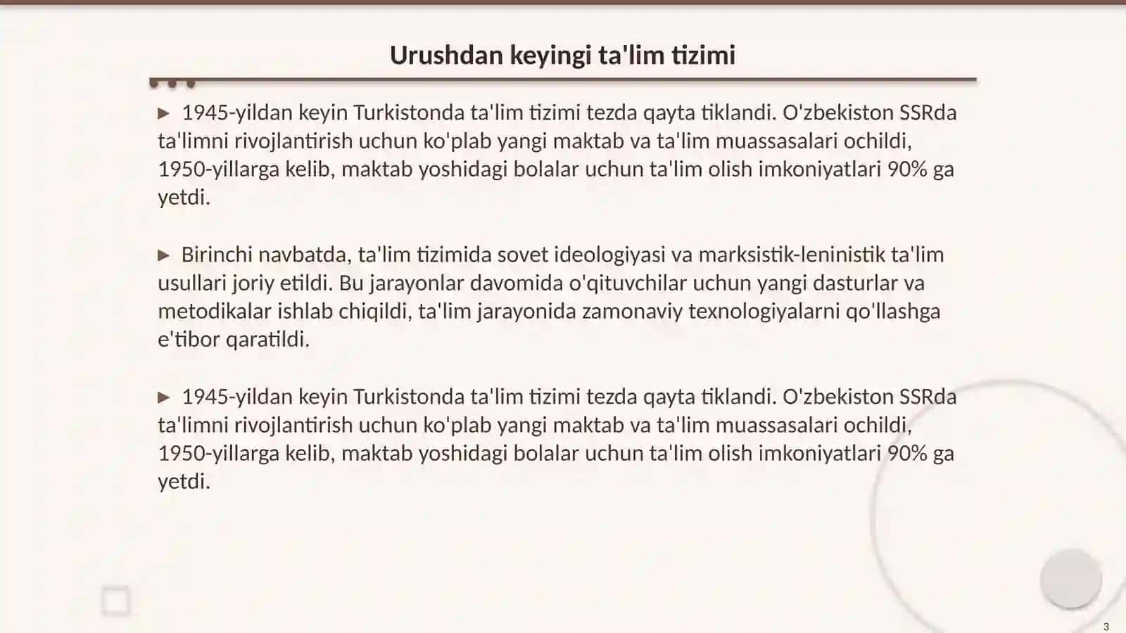 Urushdan keyingi ta'lim tizimi 3