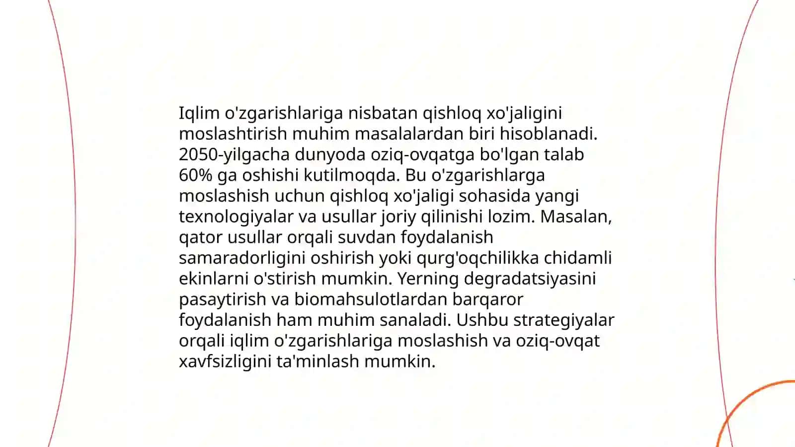 Iqlim õzgarishlari oqibatlariga moslashish va tabiiy resurslardan oqilona foydalanish yõllari 3
