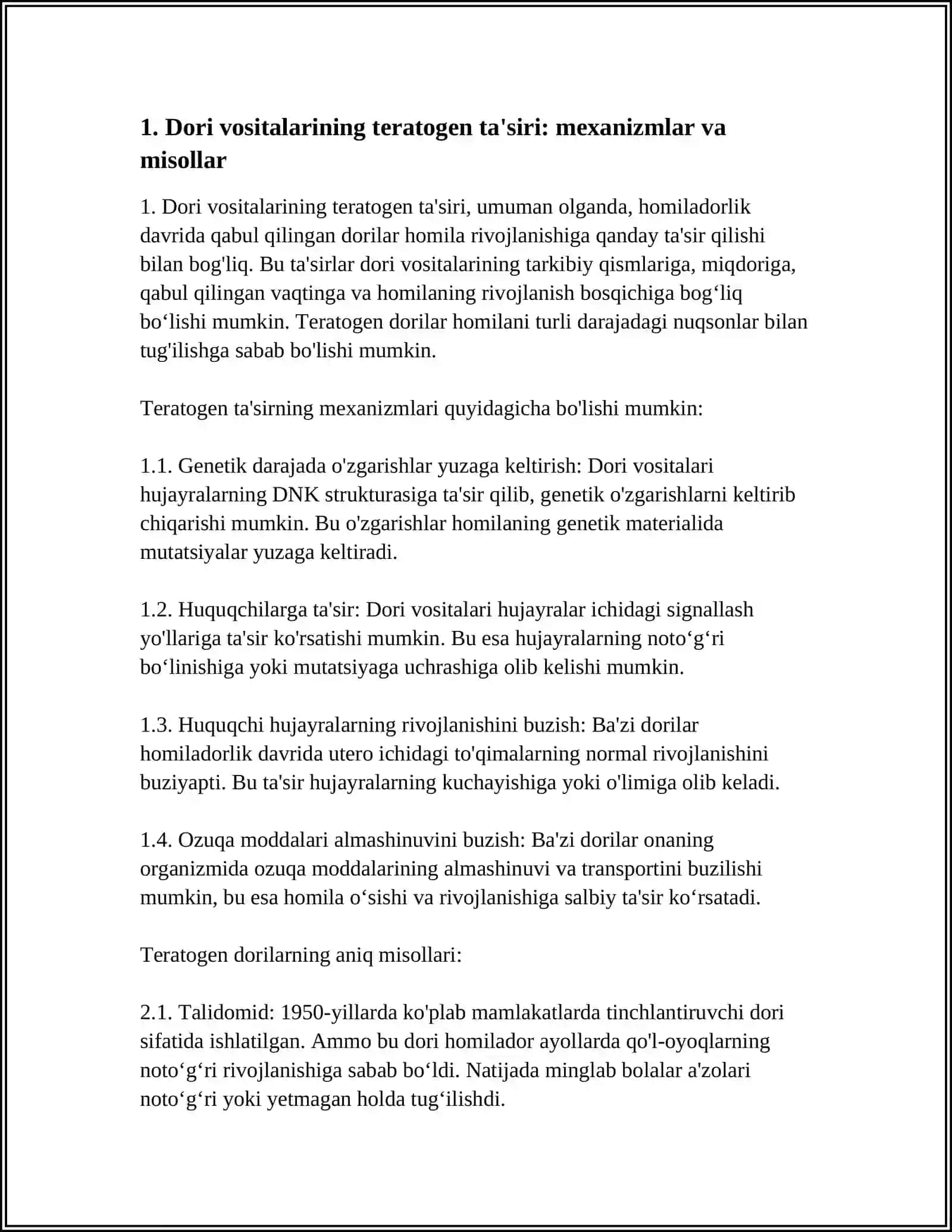 DORI VOSITALARINING HOMILAGA TASIRI 3