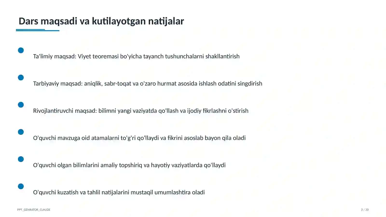 Viyet teoremasi (8-sinf) 3