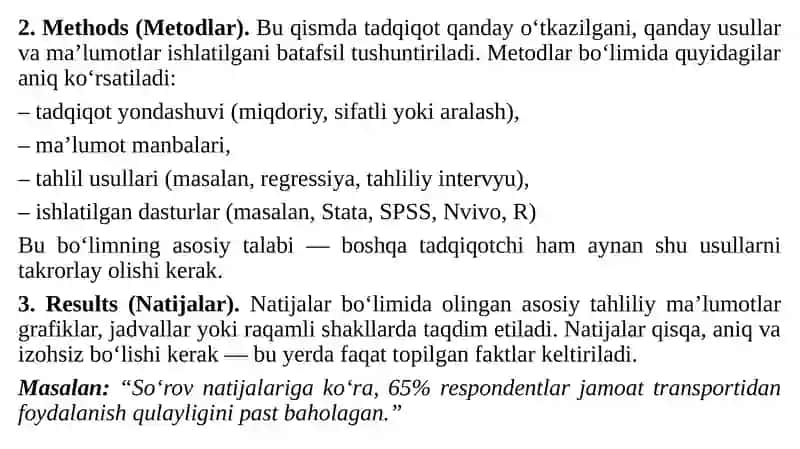 Akademik maqolao'zish: IMRAD modeli asosida 3