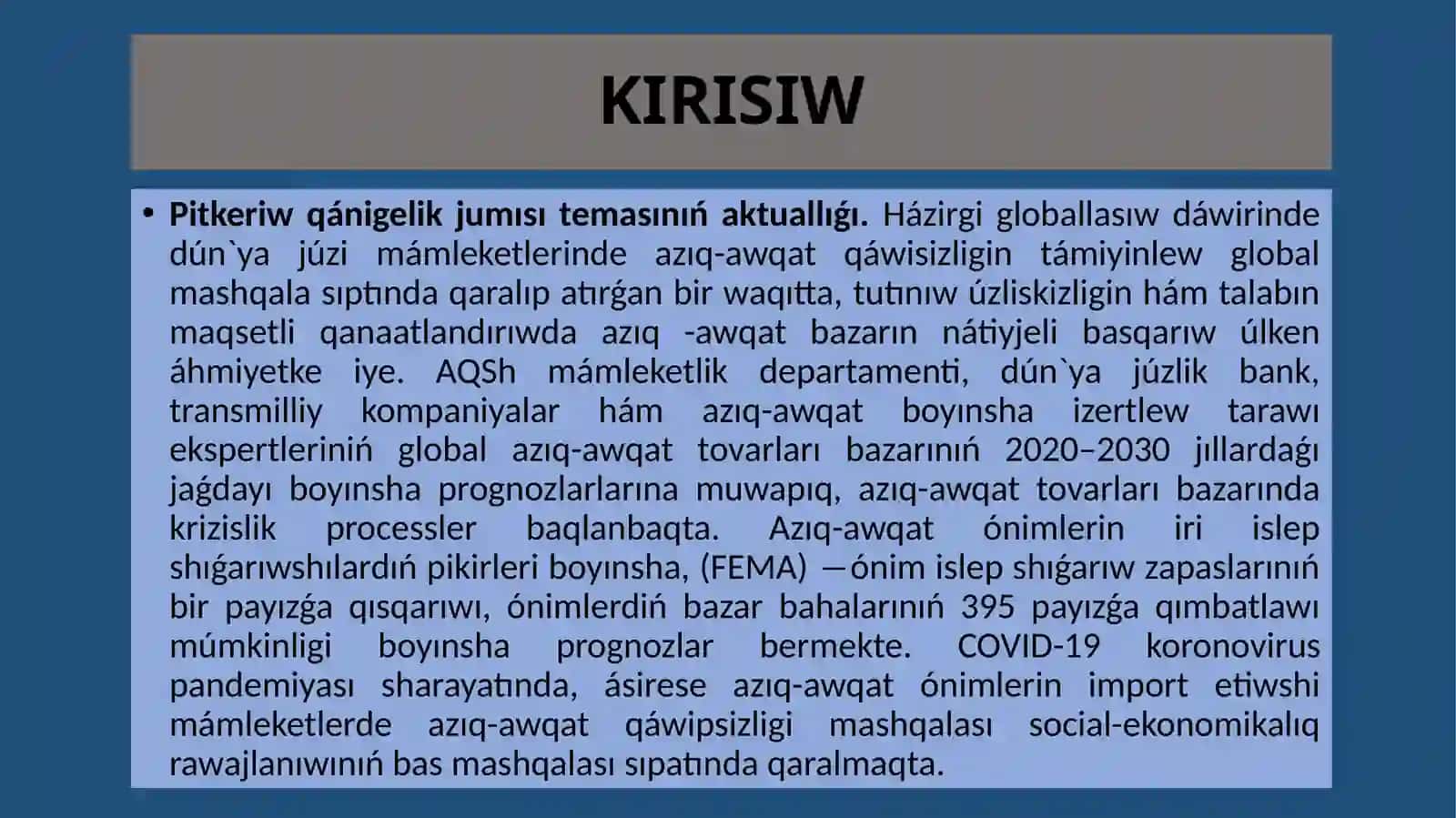 Elimizde azıq-awqat sanaatı kárxanalarınıń ekonomikalıq nátiyjeliligin arttırıwda marketing iskerligin jedellestiriw 3