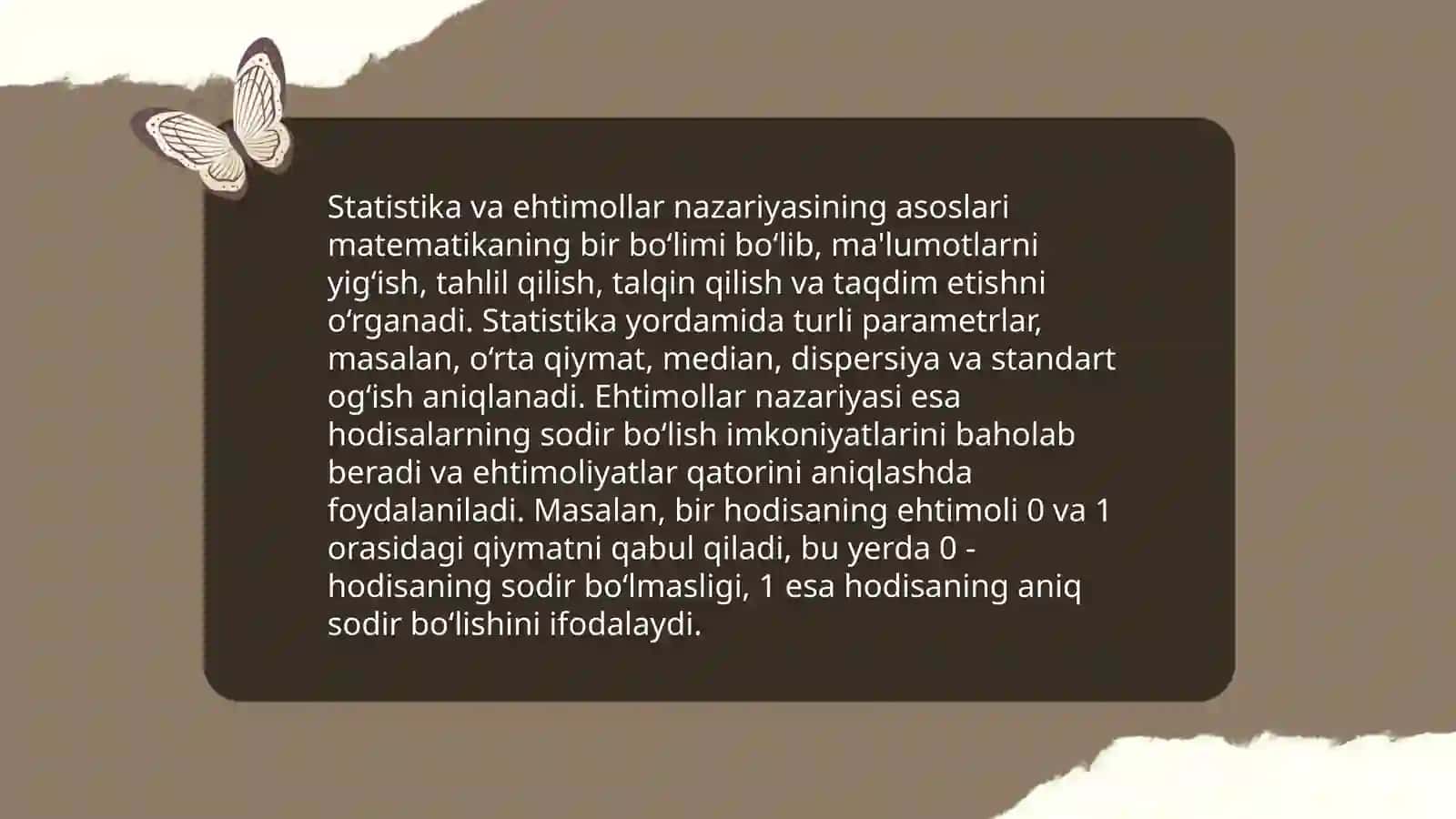 Matematik statistikani o'rganganlar uchun 3
