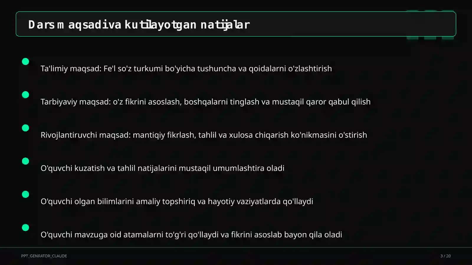 Fe'l so'z turkumi (3-sinf) 3
