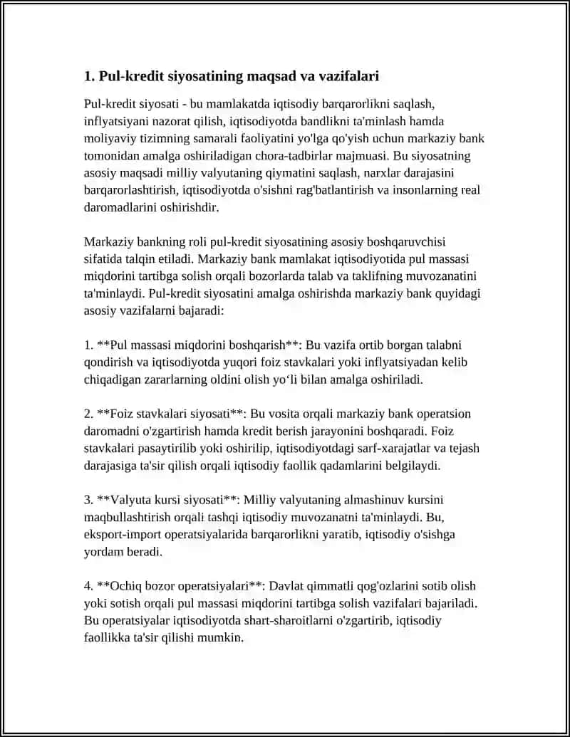 PUL-KREDIT SIYOSATI VA MARKAZIY BANKNING ROLI 3