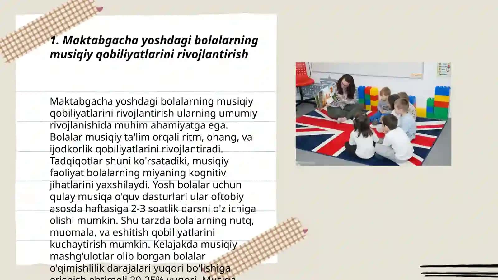 Maktabgacha yoshdagi bolalarga musiqiy tarbiya berish metodlari 3