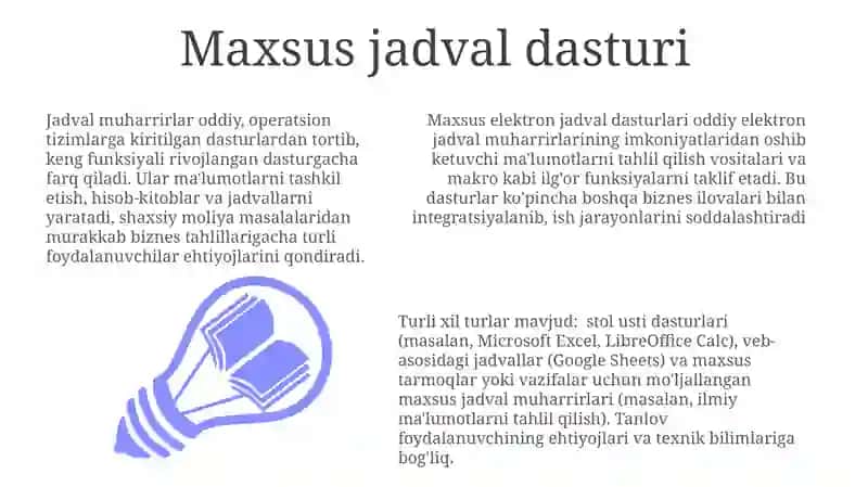 Maxsus jadval dasturi 3