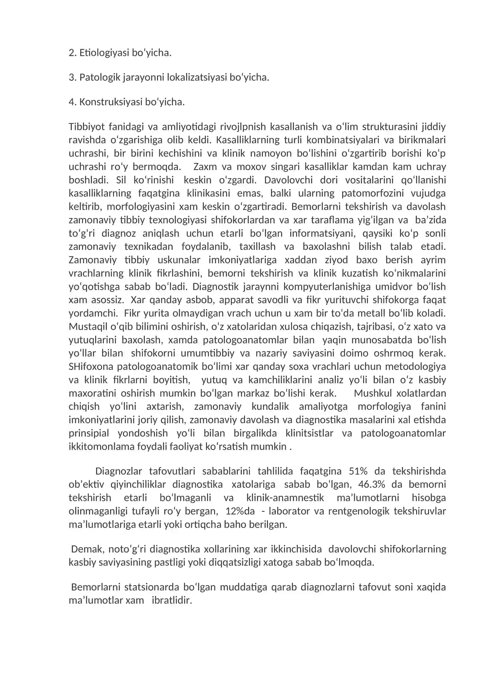Klinik-anatomik taxlil. Vrachlar xatolari. Klinik-anatomik konferensiyalar, davolash-nazorat komissiyalari va ularning davolash-diagnostika ishidagi ahamiyati 3
