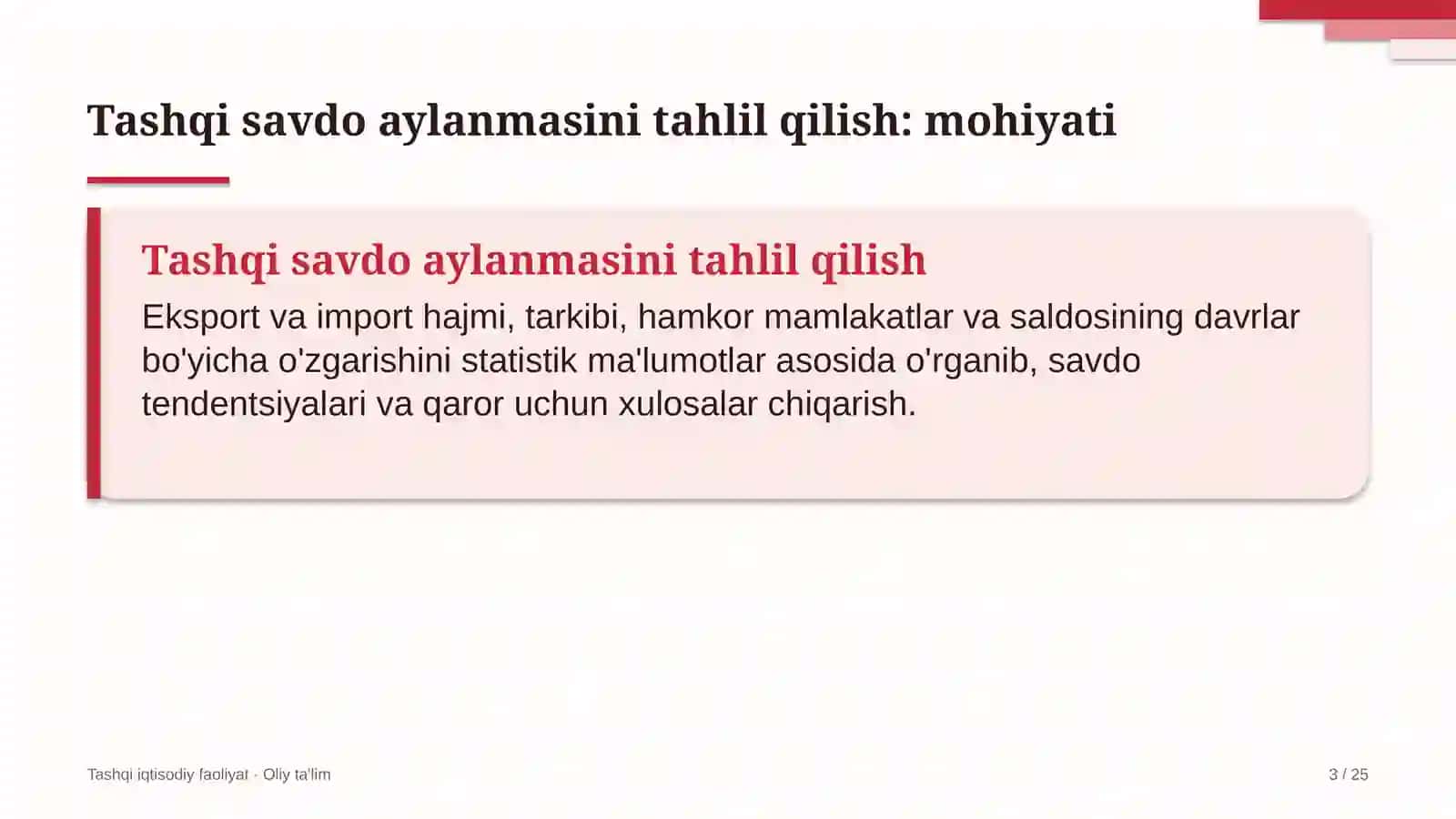 yo'l qurilishida tashqi savdo aylanmasini tahlil qilish 5531 3