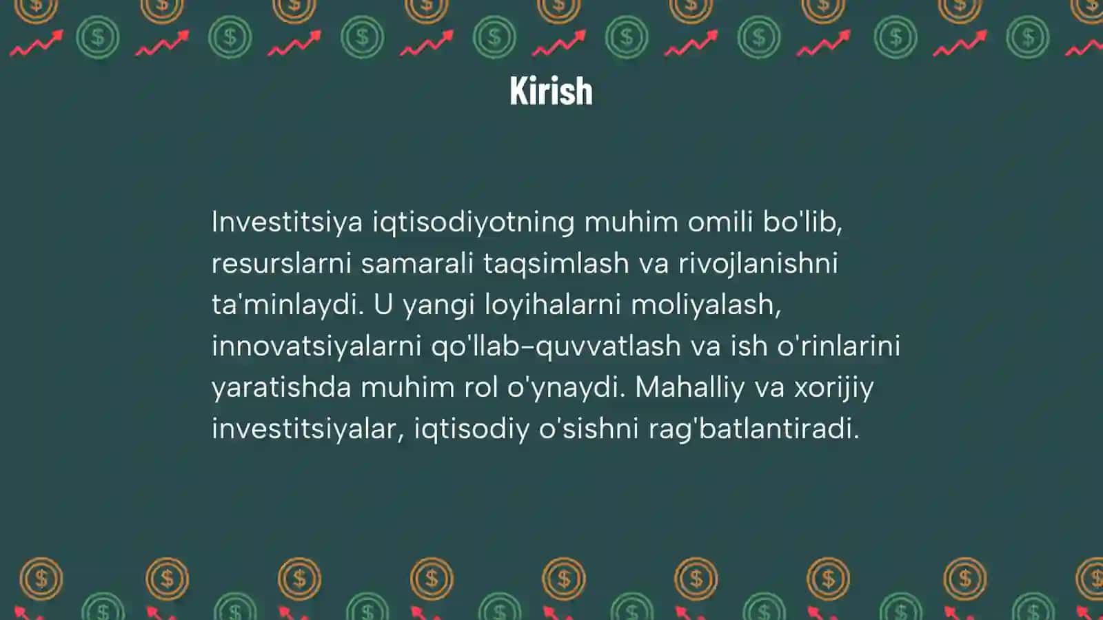 Investitsiya va uning iqtisodiyotdagi o'rni 3