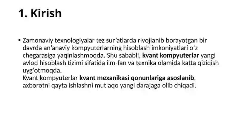 Zamonaviy kvant kompyuterlar: Kelajak hisoblash texnologiyasining asoslari 3